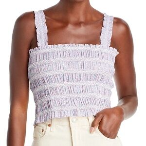 French Connection Women’s Square Neck Smocked Purple Top